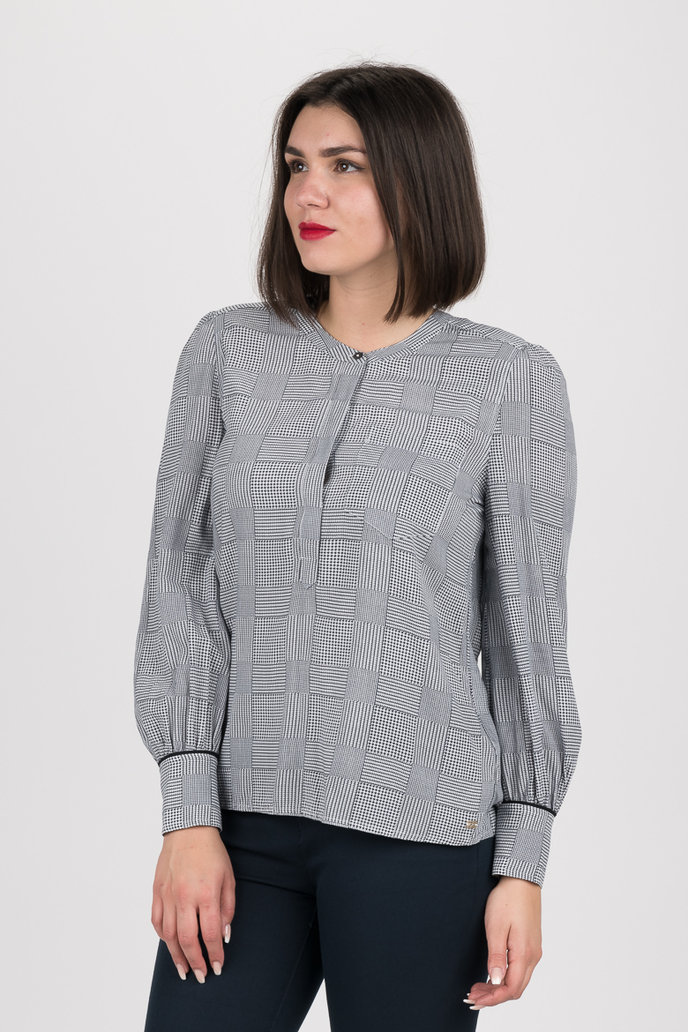 TH ESSENTIAL P-OVER BLOUSE LS čierno-biela