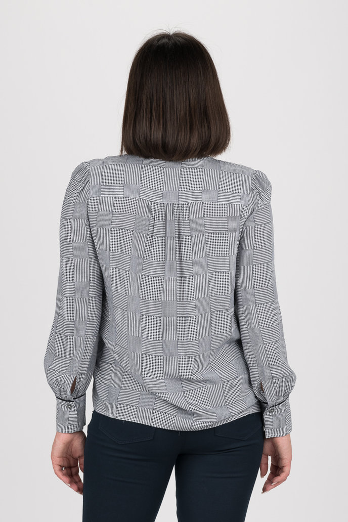 TH ESSENTIAL P-OVER BLOUSE LS čierno-biela