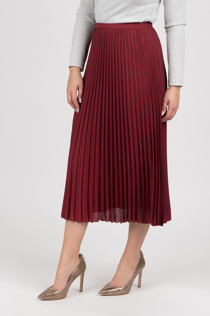 TH ESSENTIAL MIDI SKIRT červeno-hnedá