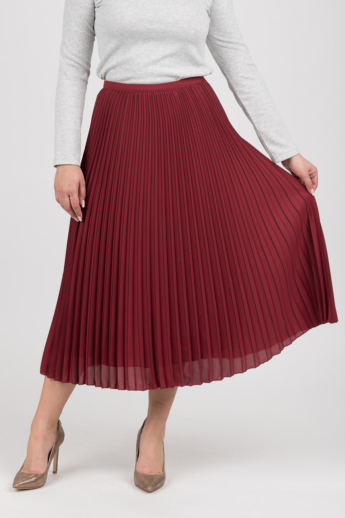 TH ESSENTIAL MIDI SKIRT červeno-hnedá