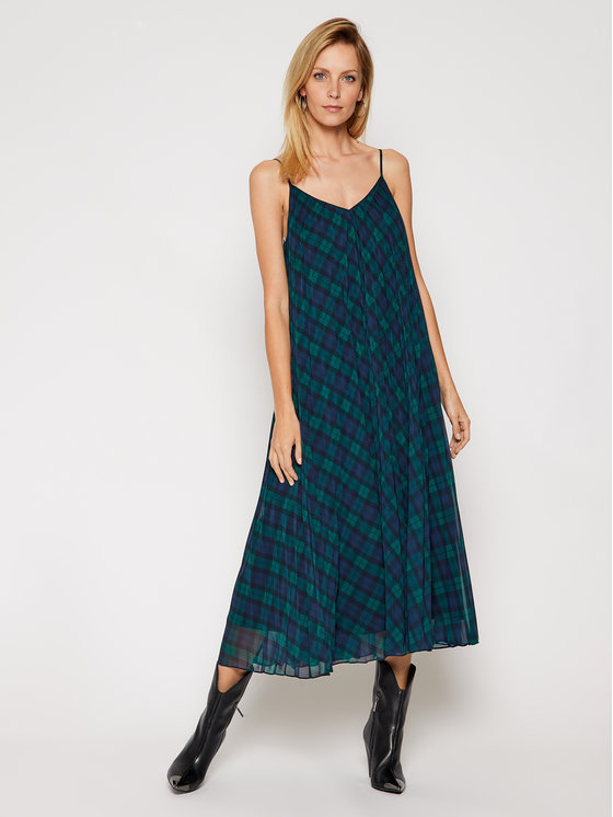 ICON TARTAN MIDI SLIP modro-zelené