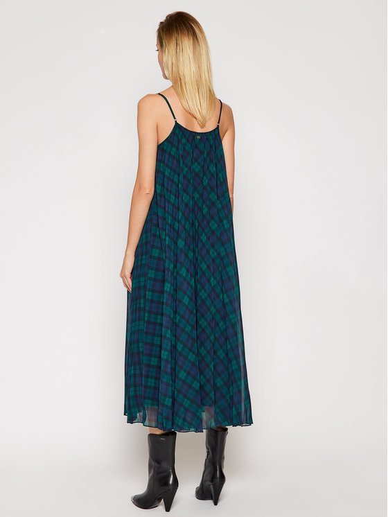 ICON TARTAN MIDI SLIP modro-zelené