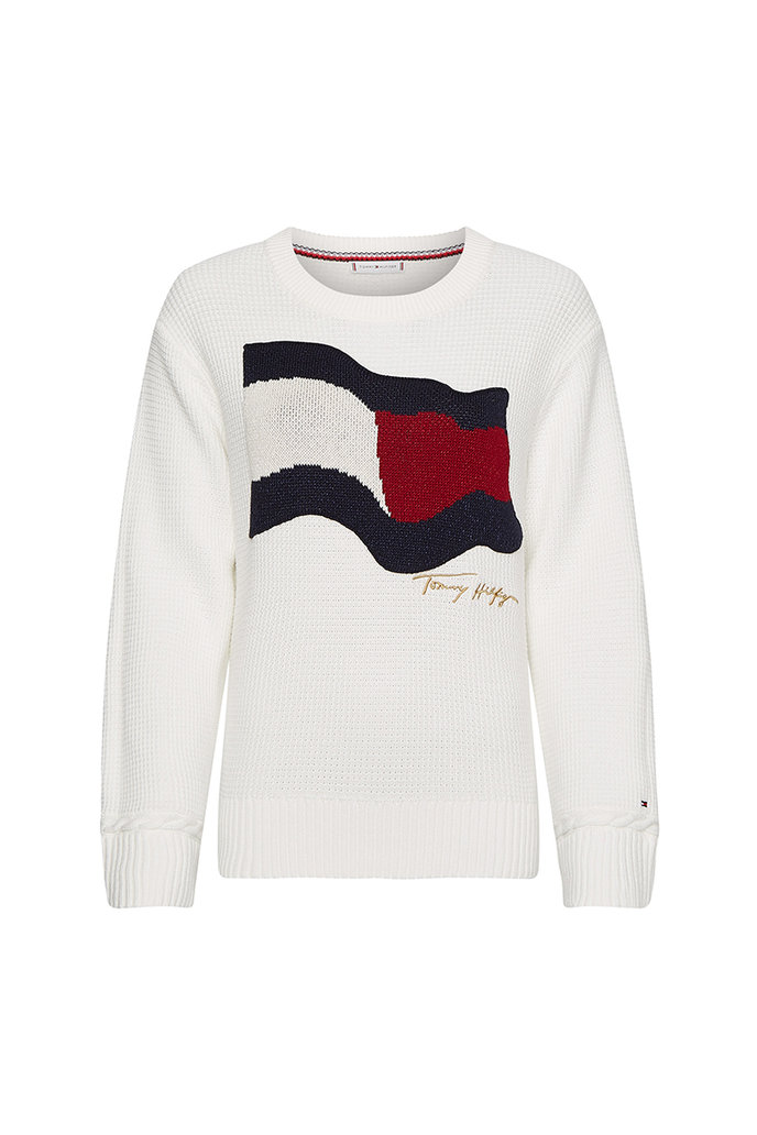 ORG CO FLAG C-NK SWEATER biely