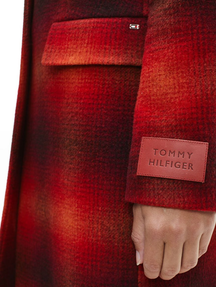 Tommy Hilfiger WOOL BLEND CHECK CLASSIC COAT sivý