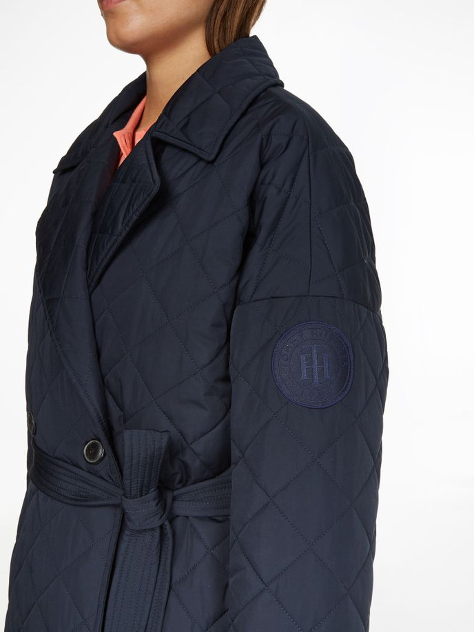RELAXED SORONA QUILTED TRENCH modrý