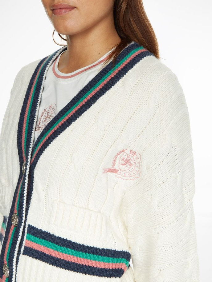 ICON CABLE V-NK CARDIGAN biely
