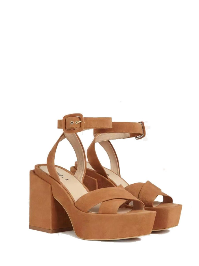 FURLA CROSS PLATFORM SANDAL T. 110 - CAMOSCIO hnedé